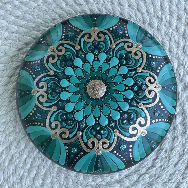 Hand Painted Mandala Stone, Dot art