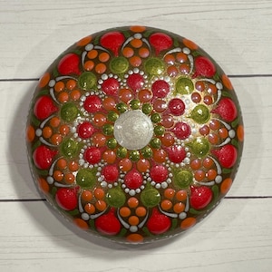 Mandala painted stone, Dot art, Hand painted