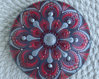Mandala painted stone, Dot art, Hand Painted