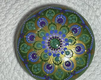 Hand painted mandala stone, Dot art