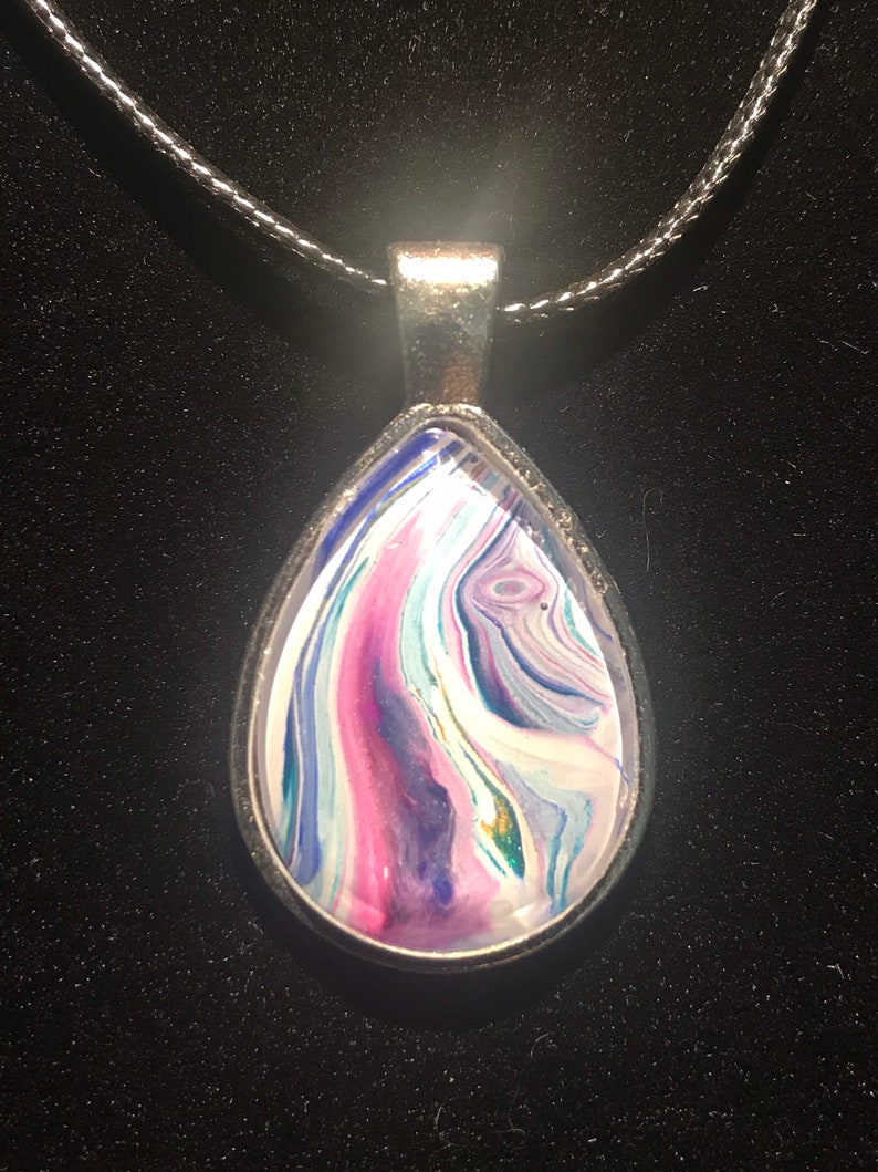 Acrylic pour pendant fluid art pendant
