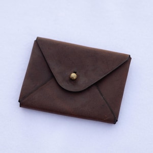 Leather Card Envelope, Wallet, Coin Pouch, Leather Organizer