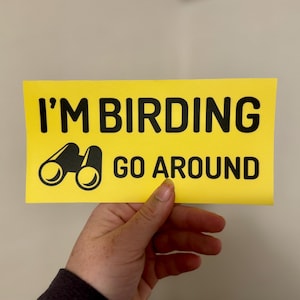 Birding Bumper Sticker | I'm Birding, Go Around Bumper Sticker Small Size