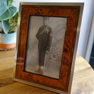 Engine Turned Sterling Silver And Wood Photo Frame - London 1980 - Mappin & Webb
