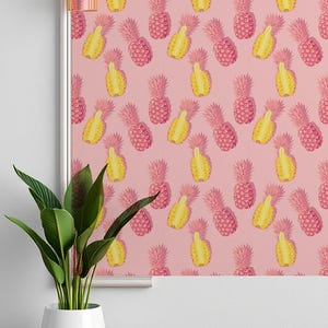 Rosa Ananas Schälen und Kleben Tapete: Vlieseline Früchte Dekor