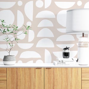Peel and Stick Beige Geometric Removable Wallpaper | Neutral Wall Decor for Modern Homes & Offices