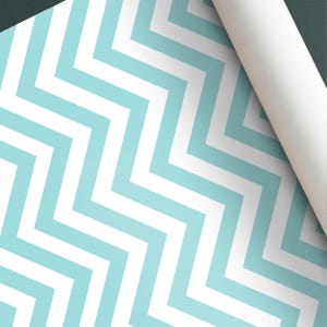 Carta da parati a righe geometriche blu turchese staccabile e attaccabile, decorazione murale moderna e rimovibile per interni eleganti.