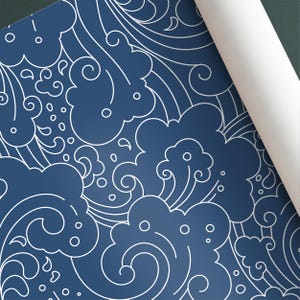 Blaue Tapete mit abstrakter Kunst | Modernes Schälen und Aufkleben Wand Dekor | Abnehmbares, selbstklebendes Design für kreative Räume | Etsy
