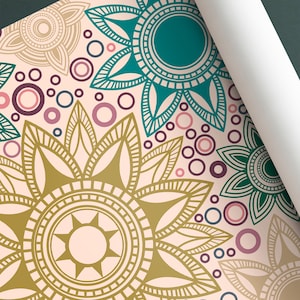 Carta da parati adesiva con motivo mandala - Adesivi murali rimovibili di ispirazione indiana Boho per la meditazione e l'arredamento della casa