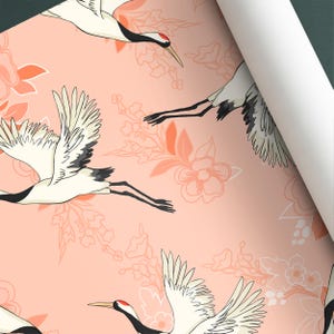 Peel and Stick Pink Wallpaper with Bird Design | Removable Wall Décor for Modern Nature-Inspired Spaces | Elegant Artistic Touch