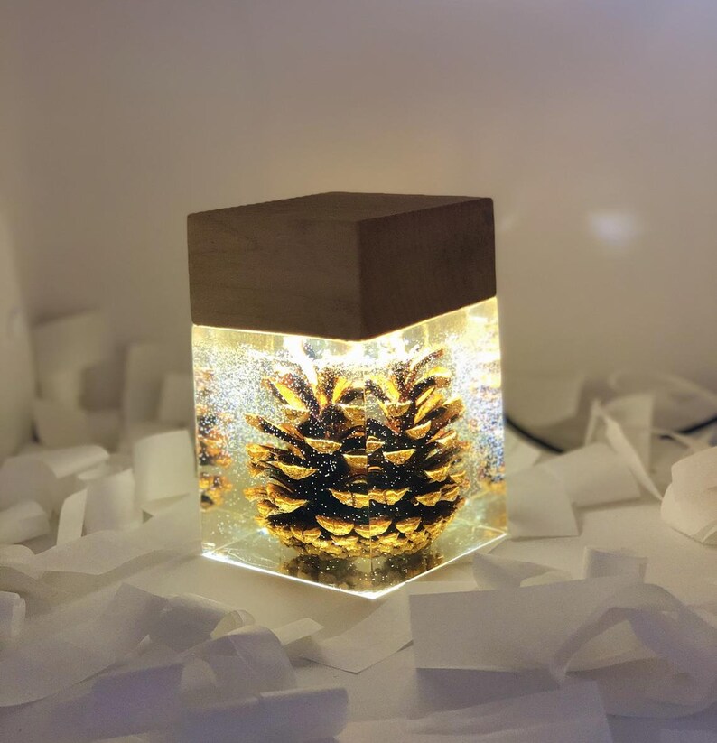Epoxy Resin Lamp Night Light Wood Lamp Unique Decor Wooden Etsy