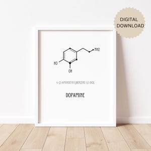 Molecule Print Dopamine Science Poster Chemistry Gift for Students Dopamine Chemical Structure Graduation Gift Psychology Wall Art