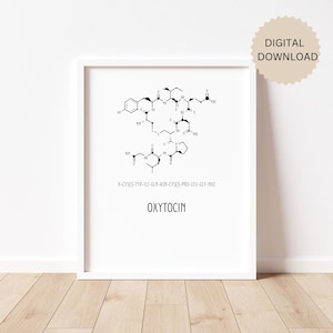 Molecule Print Oxytocin Love Hormone Chemical Structure Science Poster Nursery Wall Art Oxytocin Chemistry Poster Love Couple Engagement