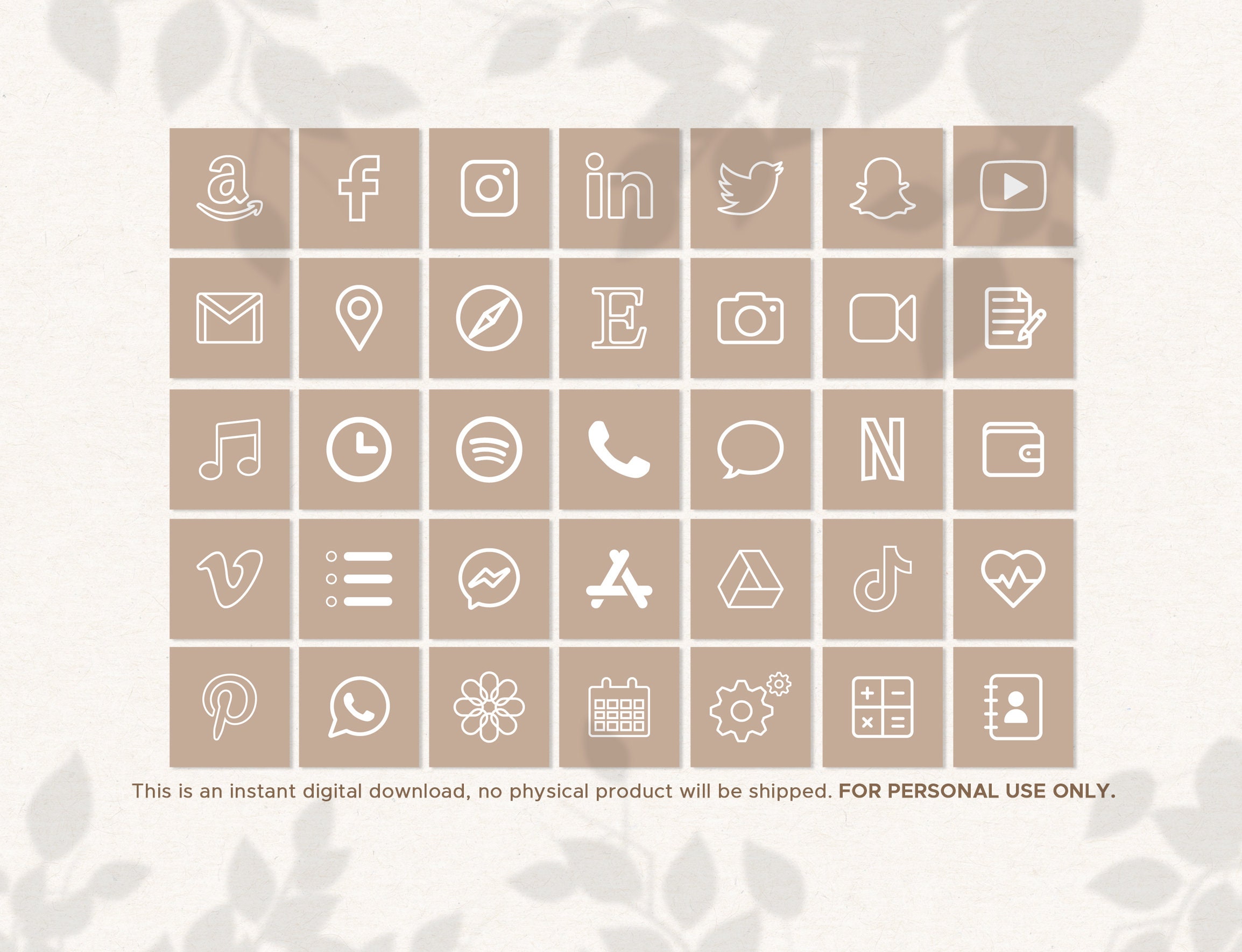 175 Neutral Nude iOS14 App Icons 35 Icons in 5 Colors | Etsy
