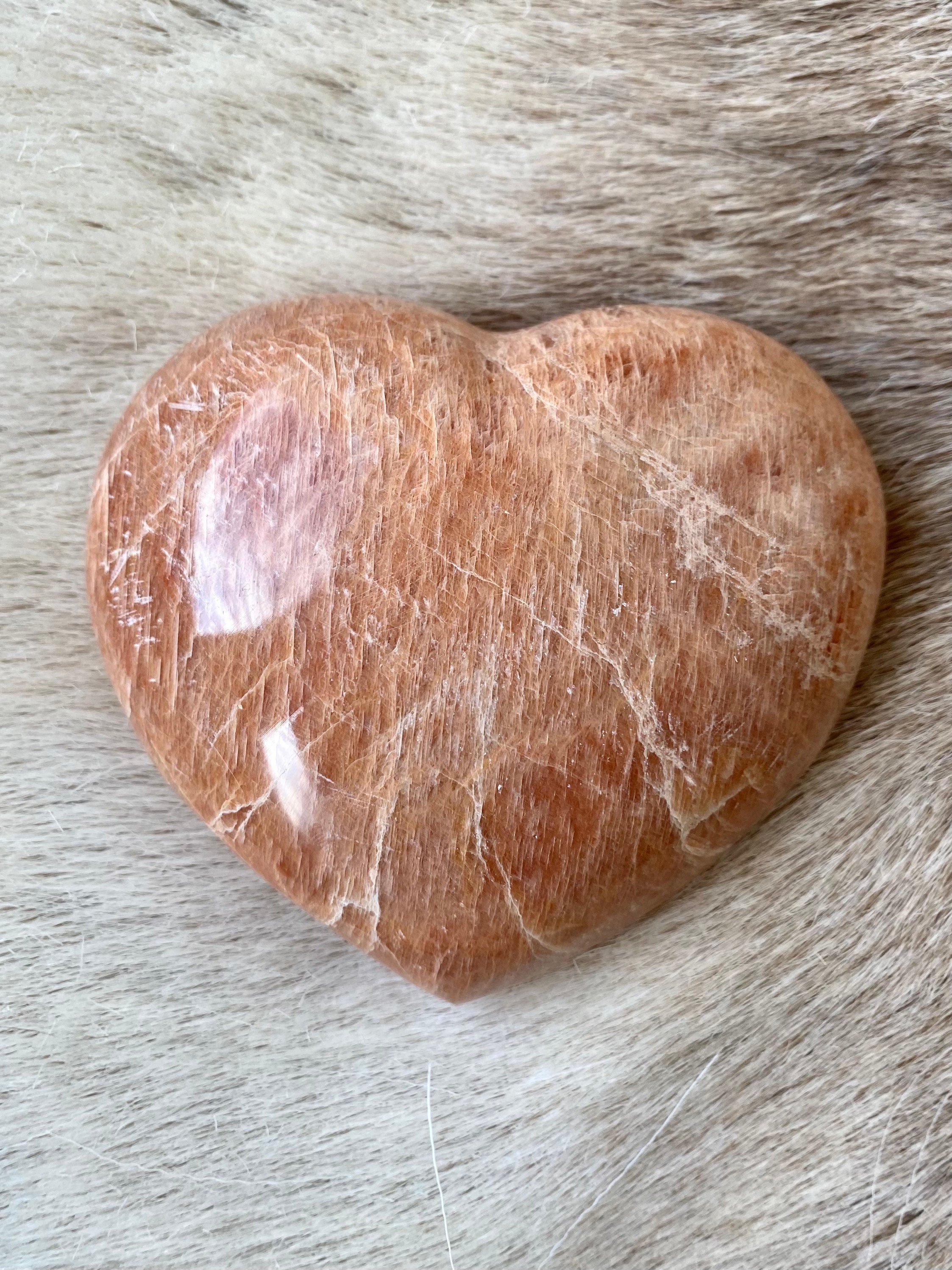 Coeur en Pierre de Lune Orange