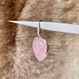 Boucles doreilles cœurs argentés en quartz rose boucles doreilles quartz rose boucles doreilles en pierres zdjęcie 8