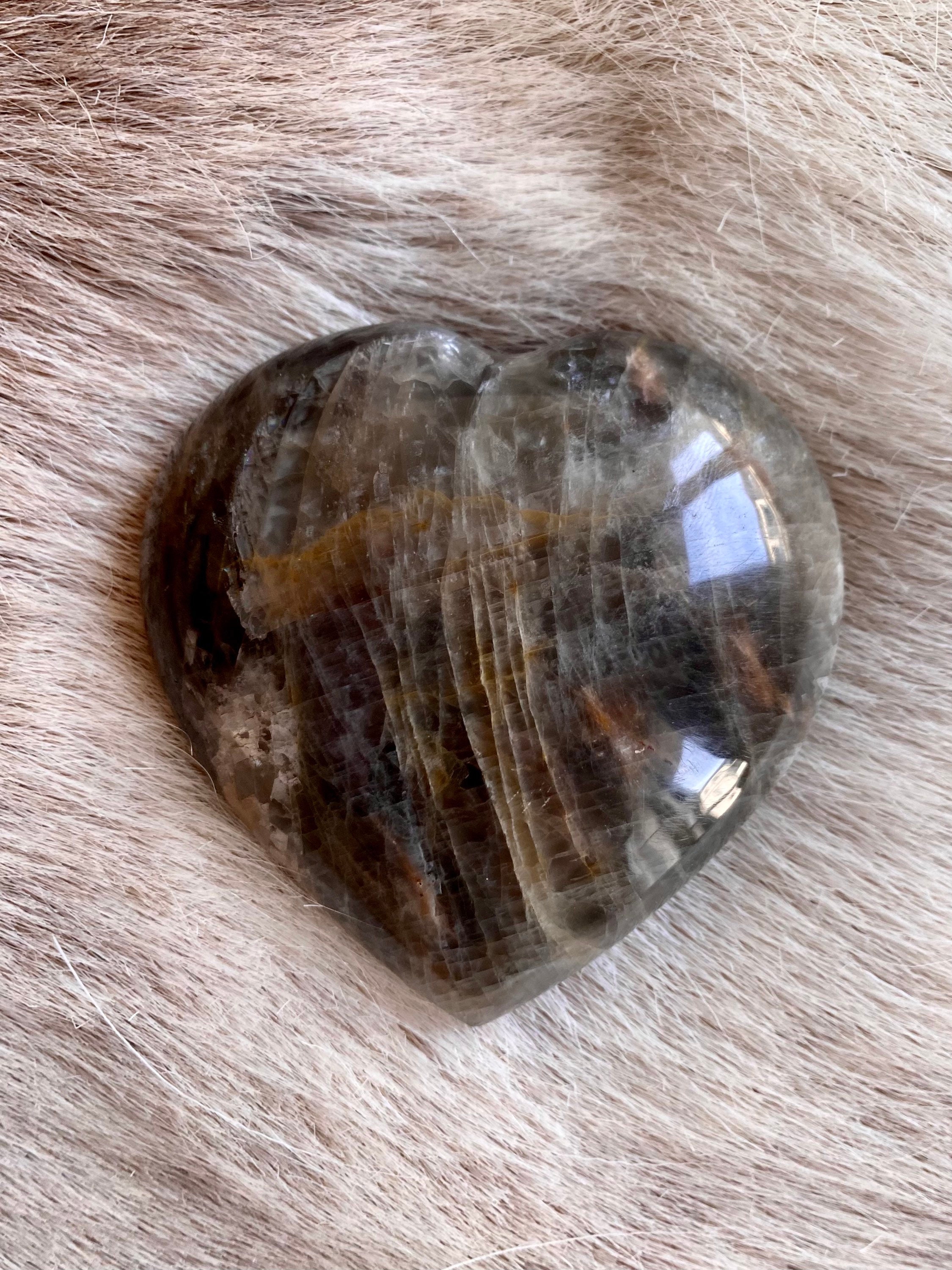 Coeur en Pierre de Lune Noire