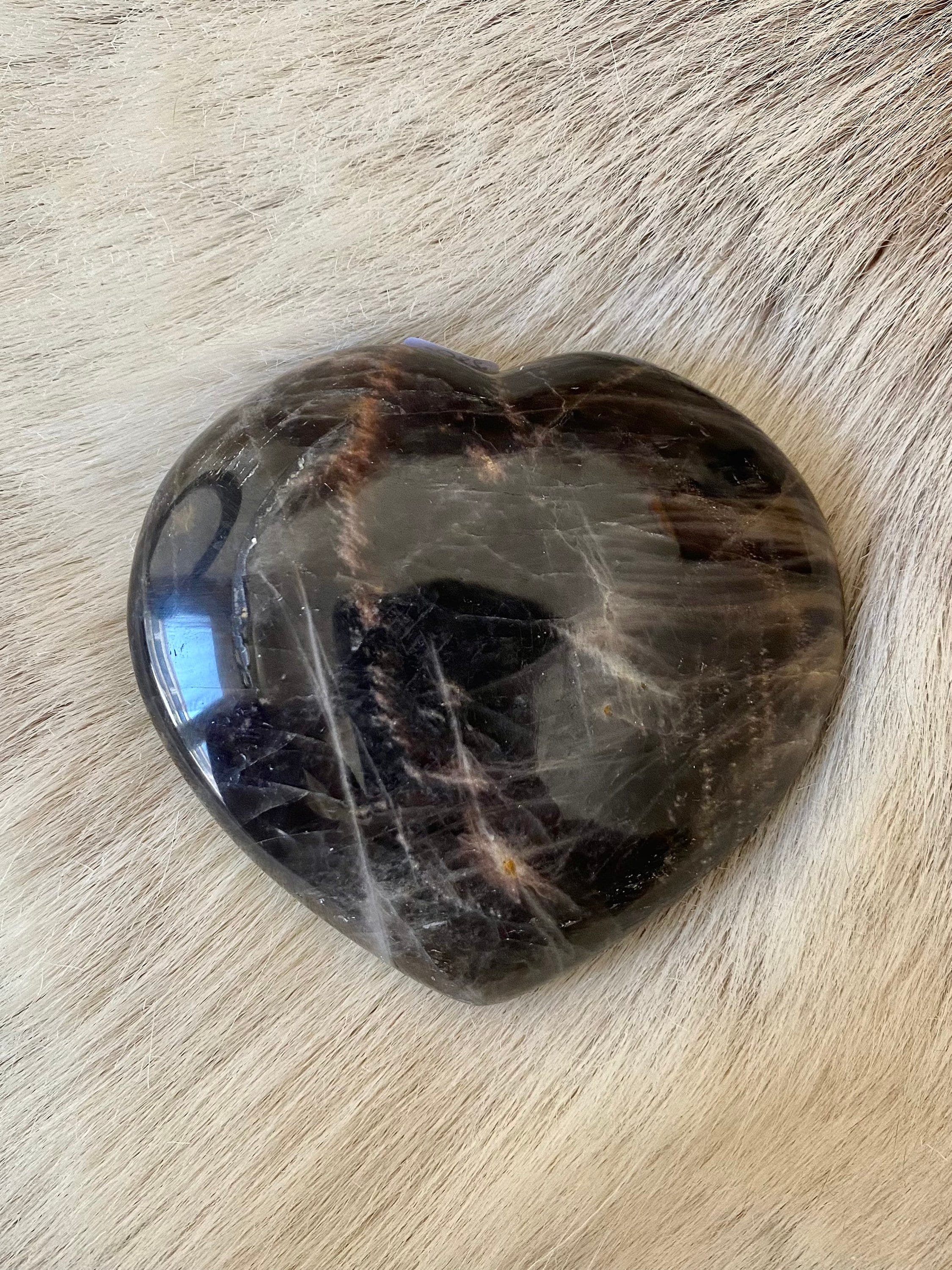 Coeur en Pierre de Lune Noire