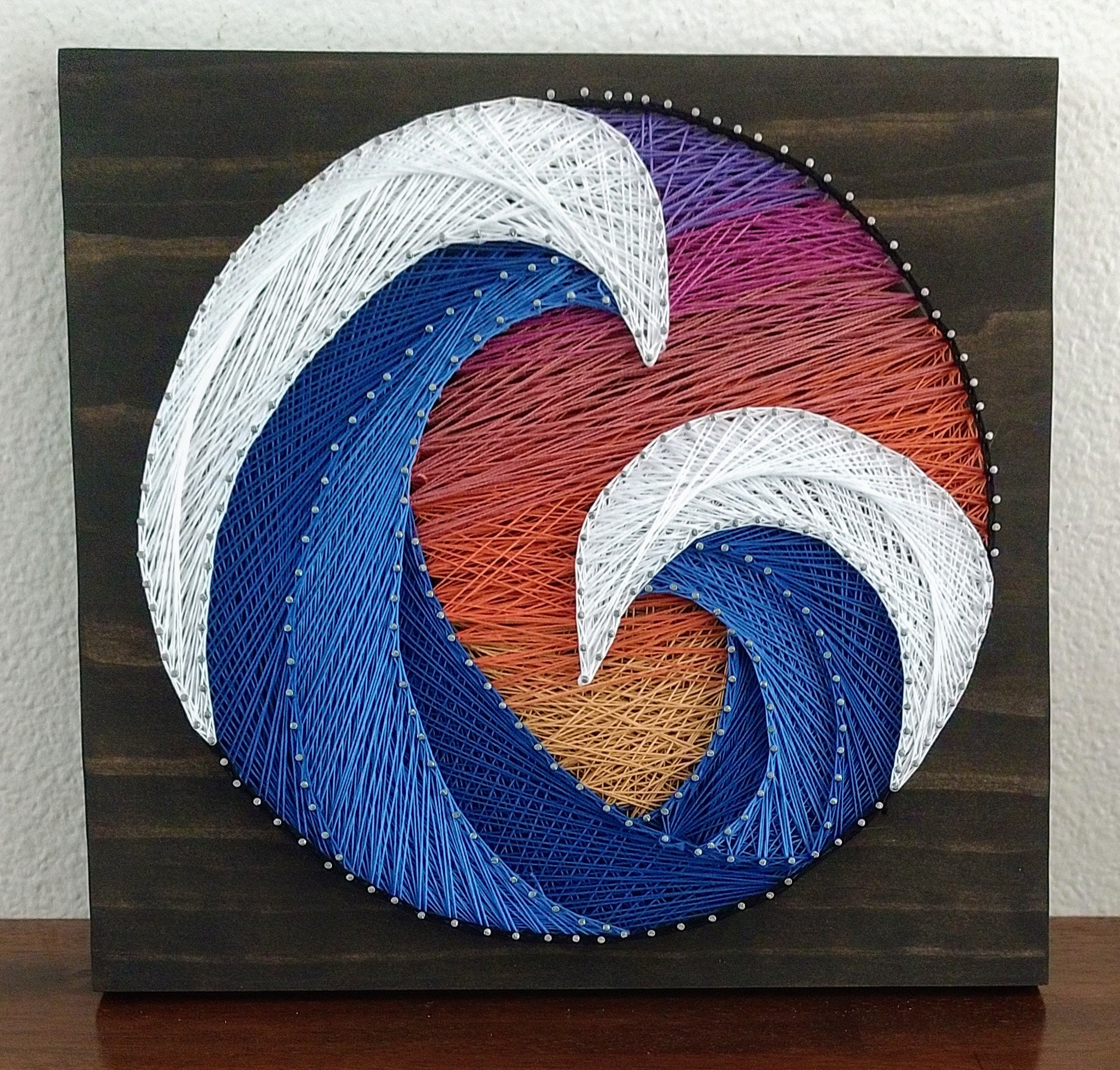 Ocean string art Waves Sunset Beach decor 12x12 Colorful Etsy