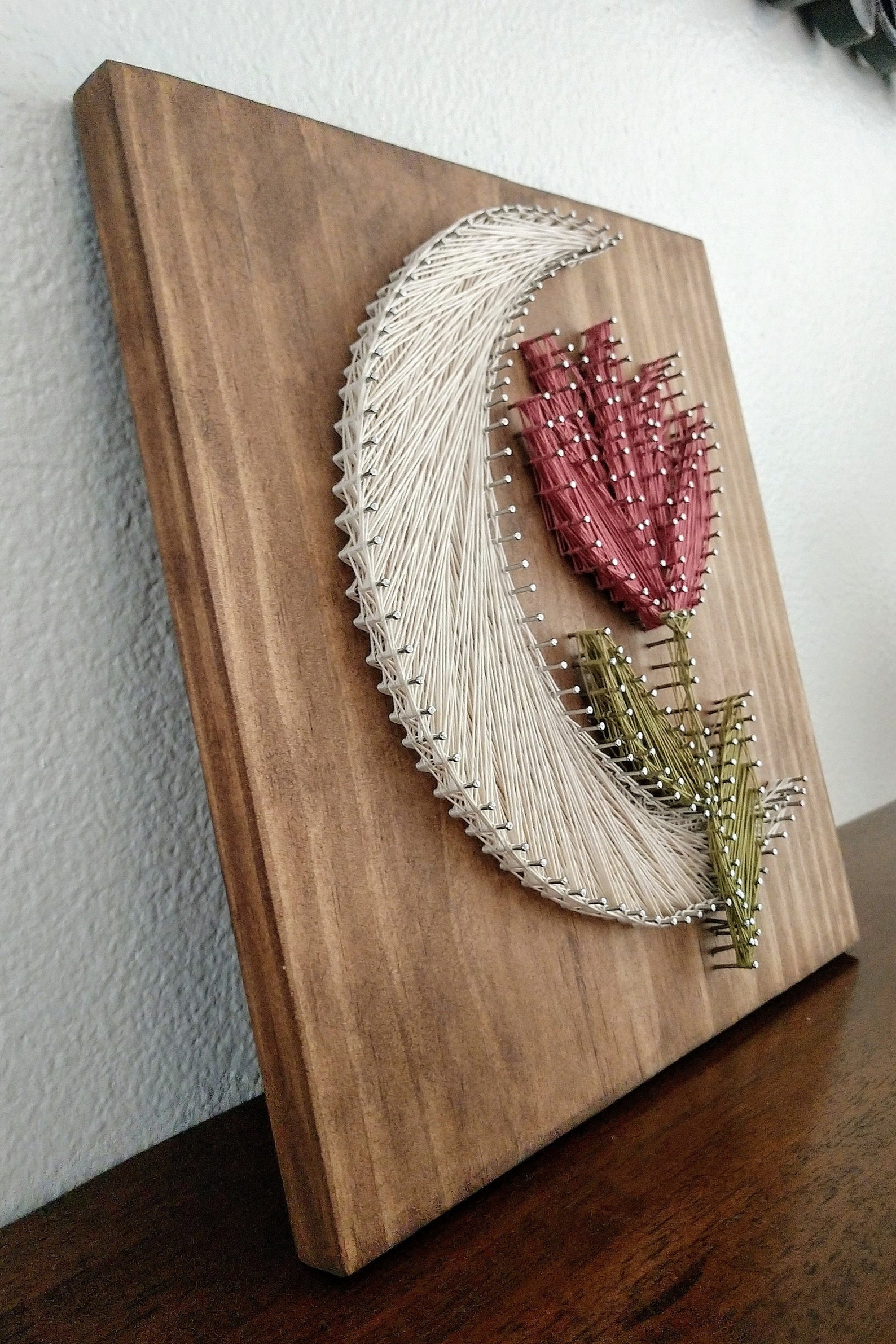 String Art Tulip and Moon Flower Art Handmade Nature Art Etsy