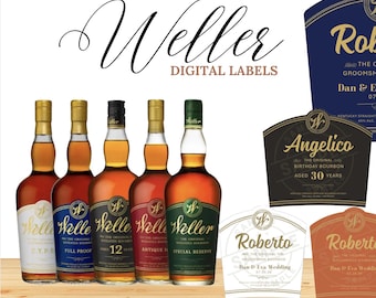 Kentucky Weller Whiskey Bottle Label, Custom Liquor Label, Custom Weller Whiskey Label, Groomsman Liquor Gift, Groomsman Digital Whisky