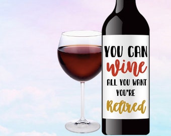 Funny Officially Retired Decoration 8 Retirement Wine Bottle Labels For Men or Women Retirement Party Gift Wine Labels