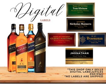 Digital Liquor Label, Custom Liquor Label, Custom Whiskey Label, Father Custom Liquor Label, Groomsman Tequila, Mini Black Label, Blue Label
