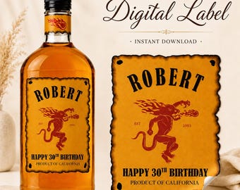 Custom Cinnamon Whiskey Bottle Label, Custom Liquor Label, Custom Whiskey Label, Birthday Liquor Gift, Groomsman Proposal Label