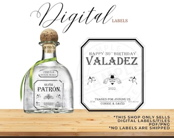 Digital Tequila Liquor Label, Custom Liquor Label, Custom Tequila Label, Patron Custom Liquor Label, Groomsman Tequila, Mini Tequila Label