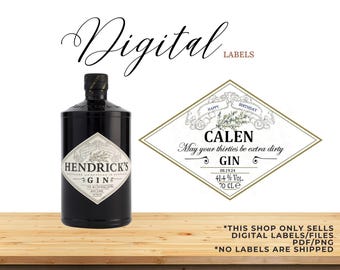 Rótulo digital para licor de gim, rótulo personalizado para licor, rótulo personalizado para uísque, presente para padrinho de casamento, gim para padrinho de casamento, rótulo personalizado para gim, rótulo para gim Hendricks