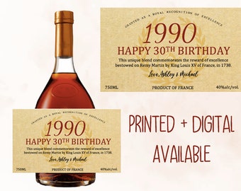 Birthday Custom 1738, Birthday Custom Cognac Champagne, Father's Day Gift, Wedding Champagne Gift, Liquor Labels, 1738 Champagne Label