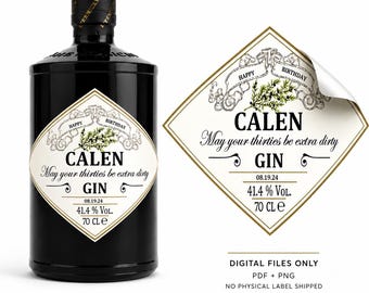 Custom Hendricks Gin Label, Birthday Gin Label, Personalized Gin Gift, Groomsman Gift, Custom Liquor Bottle Label, Birthday Bottle Gift