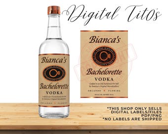 Digital Tito's Vodka Liquor Label, Custom Liquor Label, Custom Whiskey Label, Groomsman Gift, Bridesmaid Vodka, Tito's Vodka Custom Label