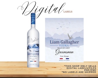 Digital Vodka Liquor Label, Custom Liquor Label, Custom Whiskey Label, Groomsman Gift, Groomsman Vodka, Vodka Custom Label