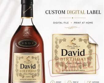 Whiskey Bottle Label, Custom Liquor Label, Custom Whiskey Label, Groomsman Liquor Gift, Father's Day Whiskey Label, Cognac Custom Label