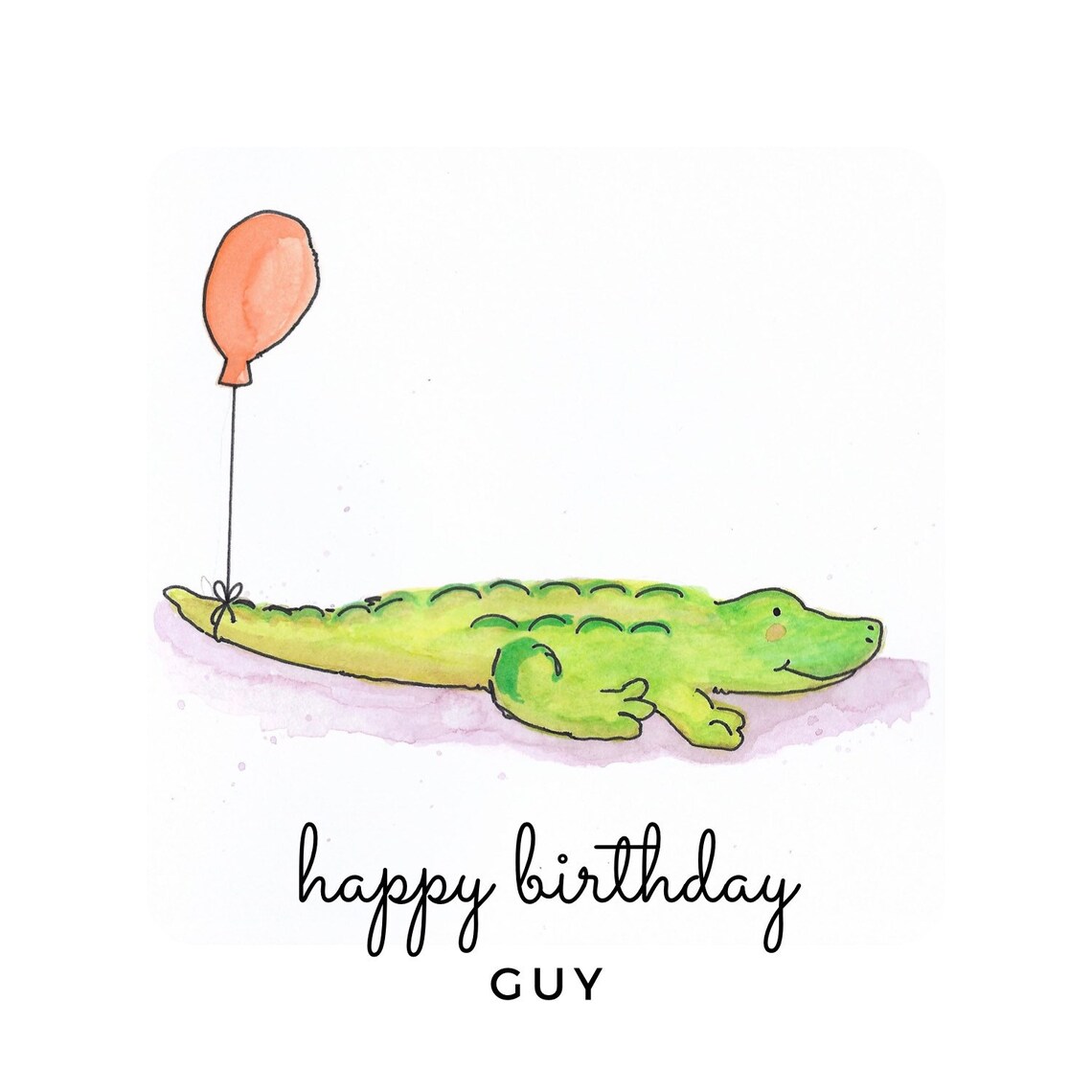 Crocodile Birthday Balloon Greetings Card Illustration | Etsy