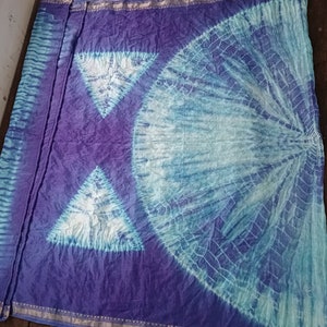 Shibori Pareo Japanese dye Shibori scarf for women Sarong wrap Cotton viscos silk Artisan handwoven width ( 41inch ×Length :74inch)