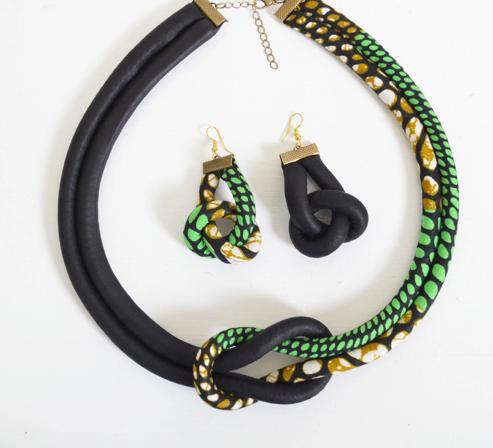 African Fabric Rope Necklace Earring Ankara Kente Etsy