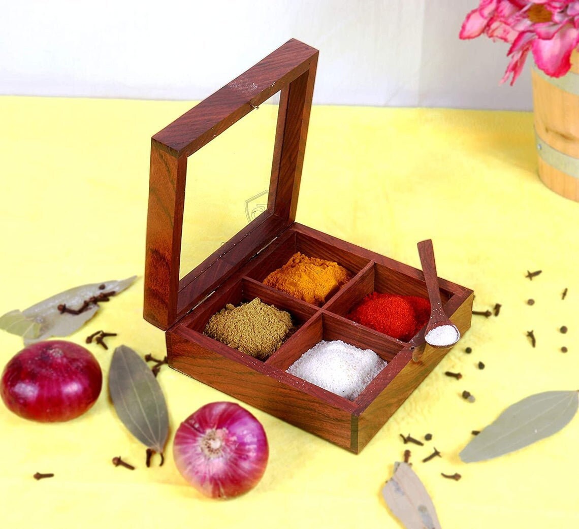Mutli Utility Wood Box Rosewood Masala Box Wooden Spice/ Etsy