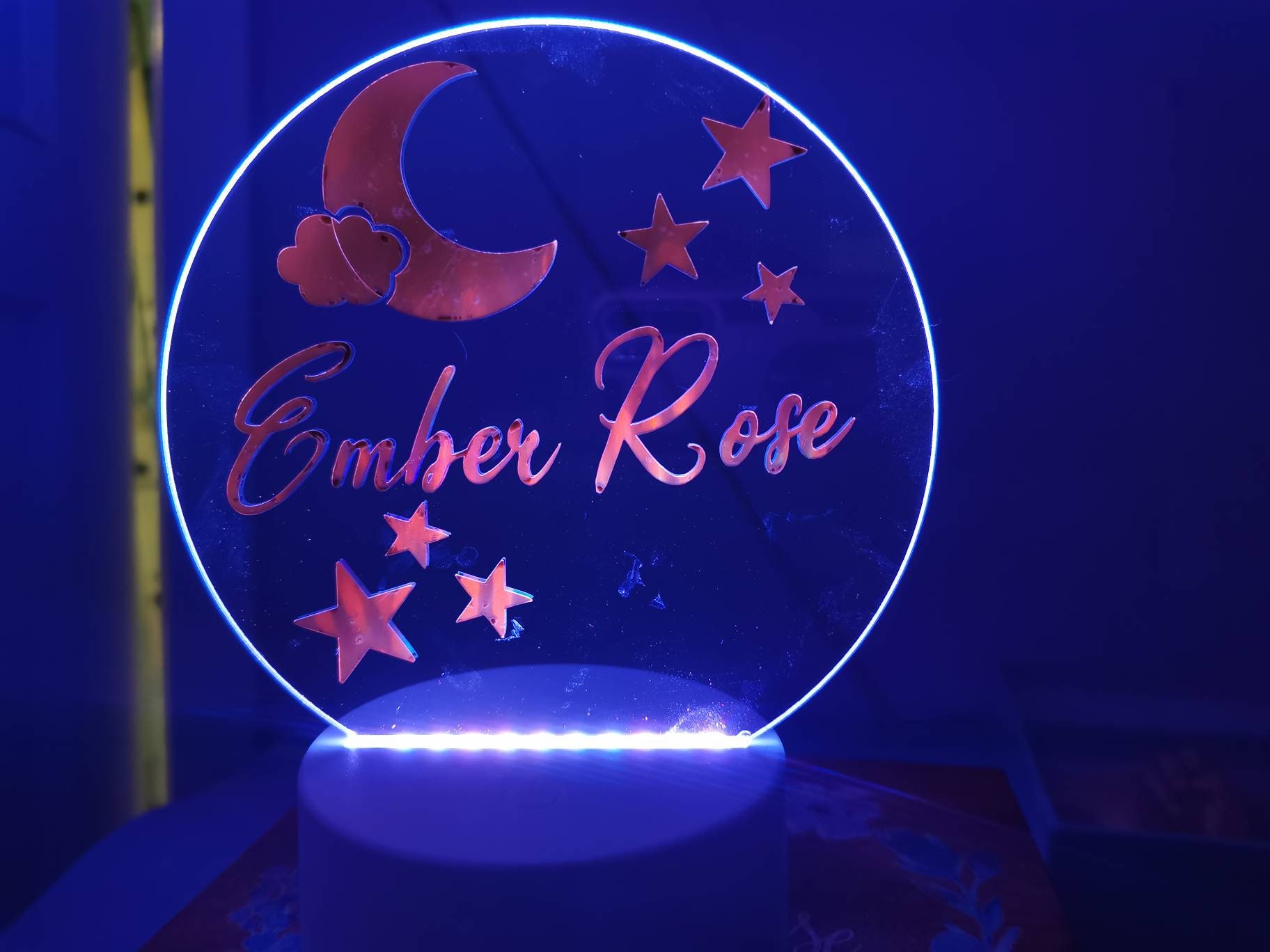Acrylic colour changing personalised night light. Baby/kids Etsy