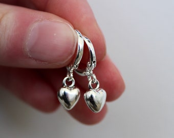 Sterling Silver Plated Huggie Hoop Heart Earrings