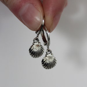 Sterling Silver Plated Shell Hoop Earrings