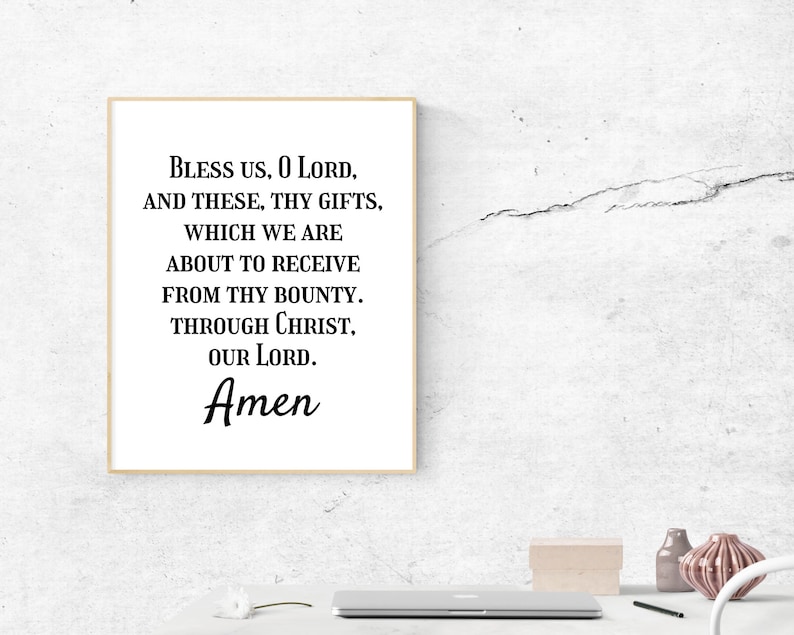 Bless Us Oh Lord Meal Prayer Catholic Printable Wall Art