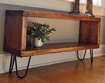 Handcrafted Mid-Century Industrial Pine Coffee Table: TV Stand, Nightstand