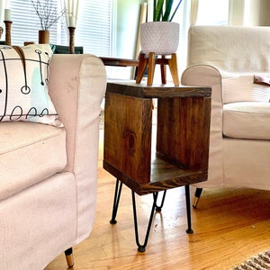 Handcrafted Industrial Farmhouse Nightstand: Solid Wood End Table