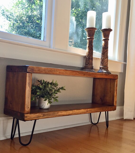 Handcrafted Mid-Century Industrial Pine Coffee Table: TV Stand, Nightstand