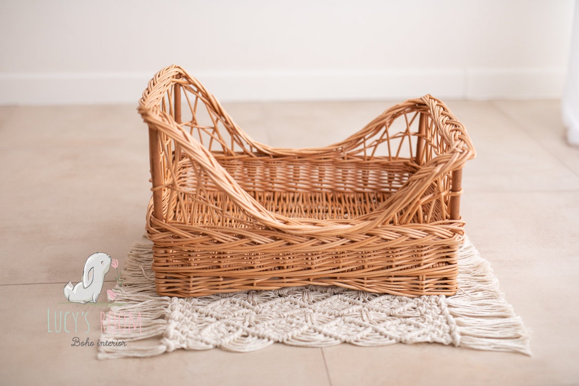 Rattan Wicker Doll Bed Etsy