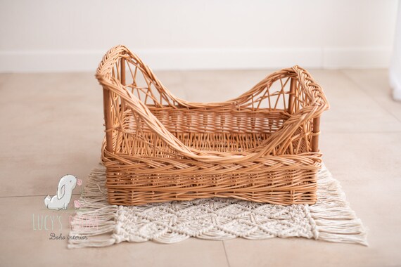 wicker doll bed