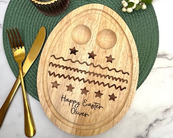 Tabla de huevos de Pascua personalizada: Plato de desayuno de madera personalizado para niños