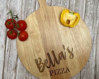 Pala de pizza personalizada: pala de pizza de madera de hevea grabada, regalo para parejas